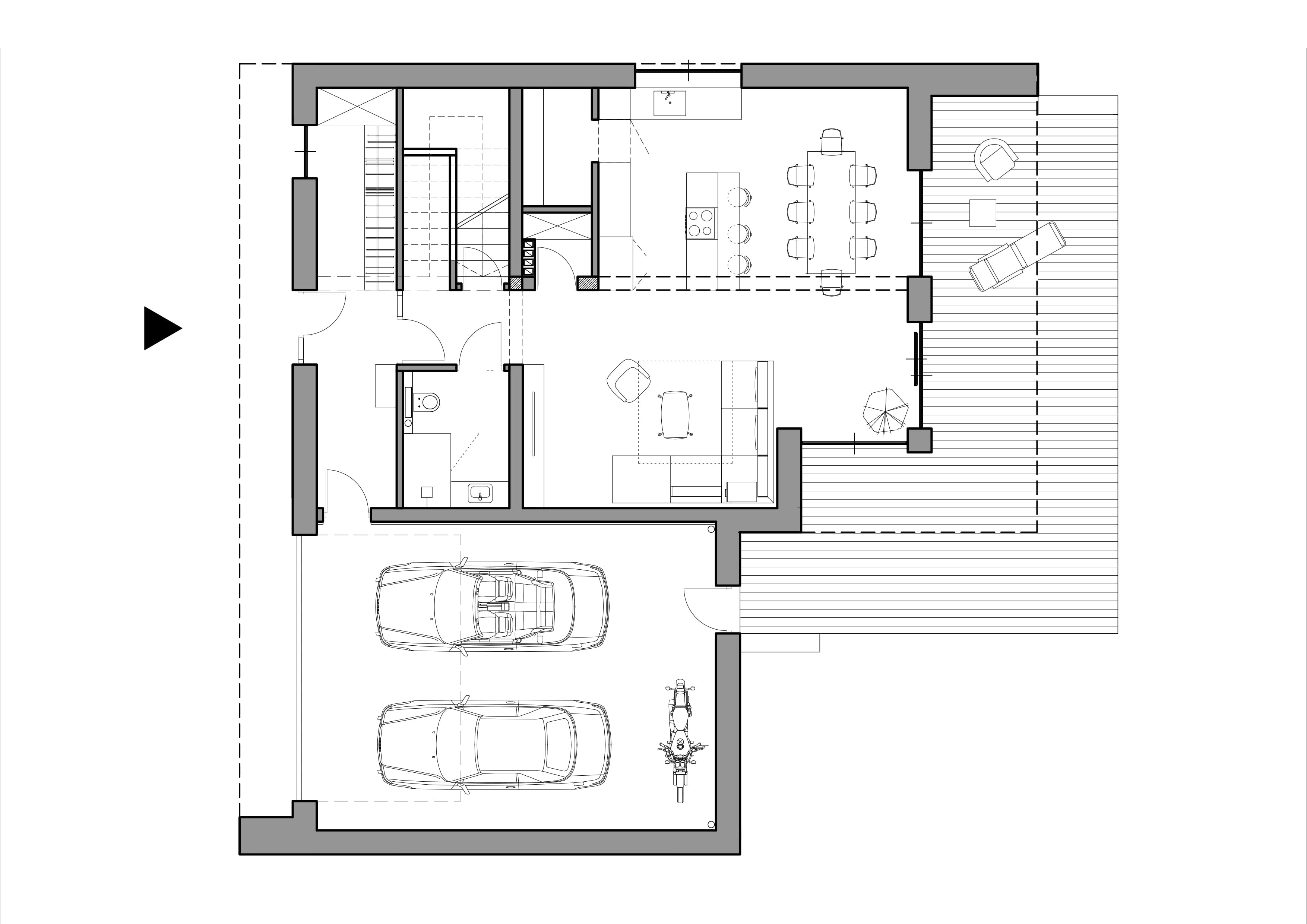 Bryła budynku do dynamiczne połączenie dachu dwuspadowego ze stropodachem z charakterystycznymi wysunięciami stanowiącymi jednocześnie nadwieszenie nad dolną i górną częścią bryły. Linię wysuniętego jasnego okapu wizualnie podkreśla również kontrastowy kolor, cofnięty względem ciemniejszej ściany fasadowej. Nowoczesny charakter elewacji nadają również przeszklenia na całą wysokość fasady, które będąc odpowiednio cofnięte względem krawędzi nadwieszenia, nie będą się nadmiernie przegrzewały w cieplejsze dni.